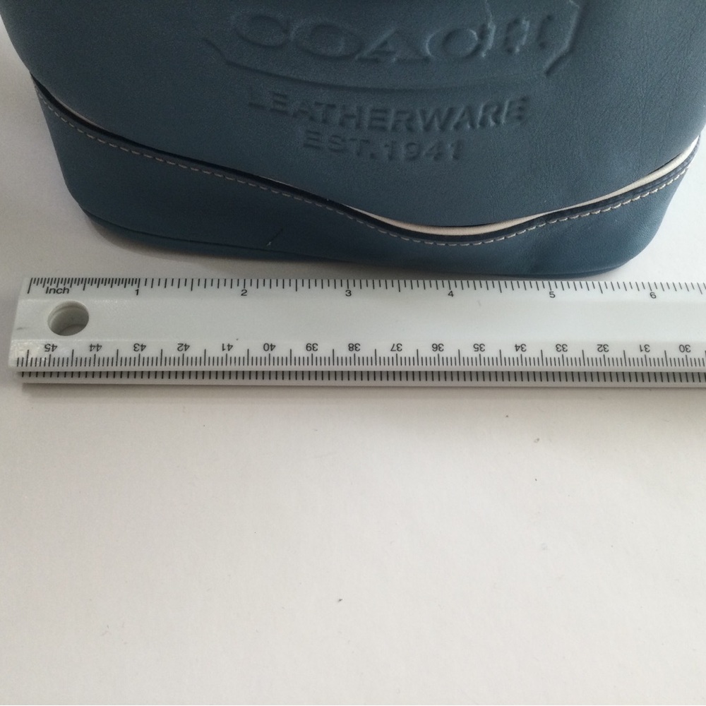 Coach Blue and White Leather Bucket Bag - Picture 8 of 12